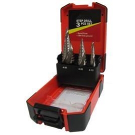 STEP DRILL SET SPIRAL FLUTE 3PC BLUMOL