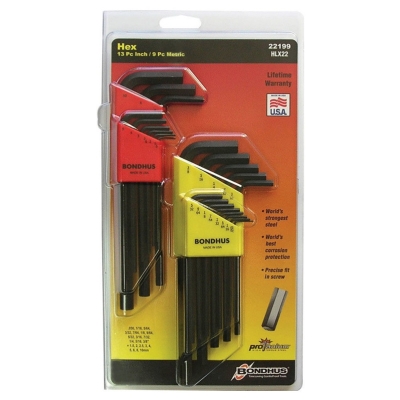 HEX KEY SET DOUBLE MET/IMP 22PC