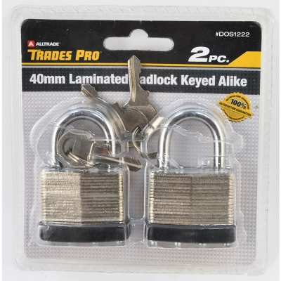 PADLOCK 40MM KEYED ALIKE PK2 TP