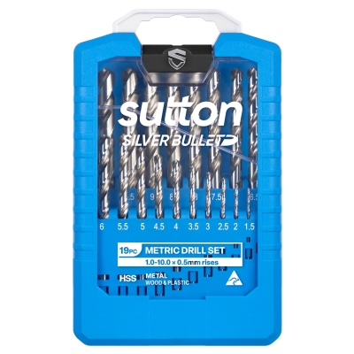 DRILL SET SM2 1-10MM HSS 19PC SUT