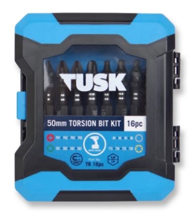 BIT SET TORSION 50mm 16PC TUSK