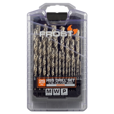 DRILL SET 1/16 - 1/2" HSS 29PC FROST