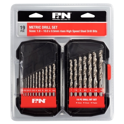 DRILL SET 1-10MM METRIC 19PC