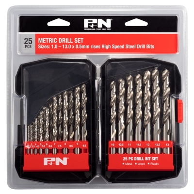 DRILL SET 1-13MM X 0.5 HSS 25PC