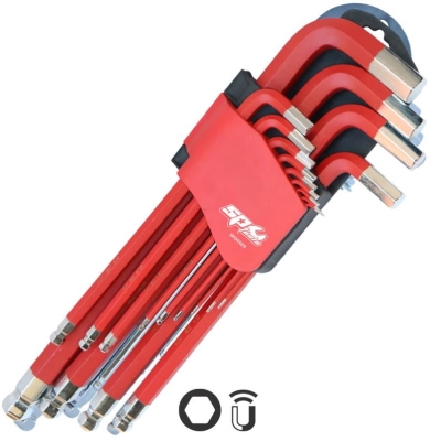 KEY SET 13PC SAE JUMBO BALL DRIVE HEX RED