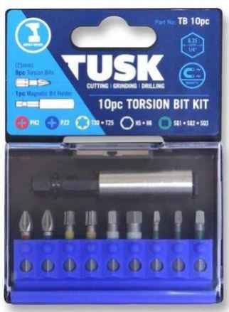 BIT SET TORSION 25mm 10PC TUSK