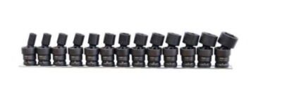 SOCKET SET IMPACT RAIL 1/2DR 13PC METRIC