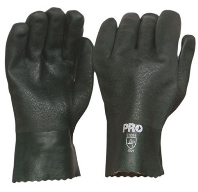 GLOVES PVC DBL/DIPPED 27CM GRN PR