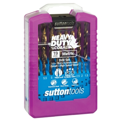 DRILL SET SM2 1-10MM COBALT 19PC SUT
