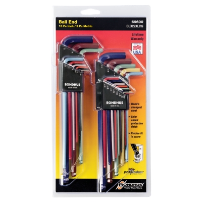 HEX KEY SET BALL L-WR MET/IMP 22PC