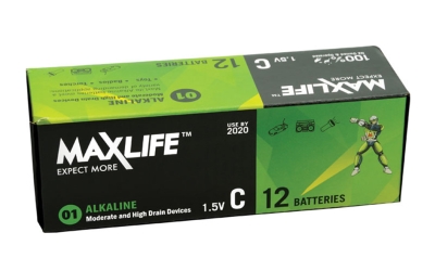 BATTERY C ALKALINE MAXLIFE PK12