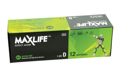BATTERY D ALKALINE MAXLIFE PK12